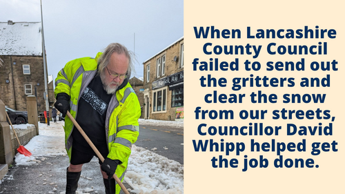David Whipp clearing snow.